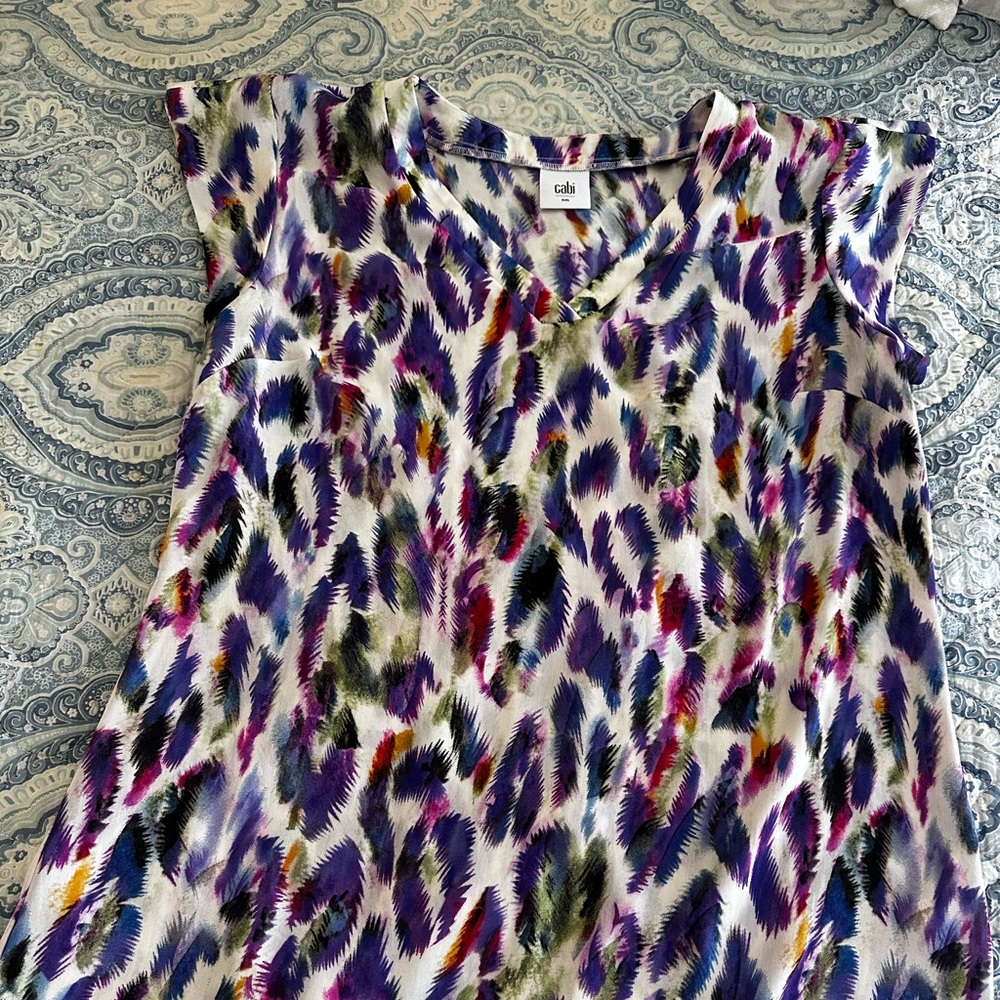 Multi-colored print Cabi blouse